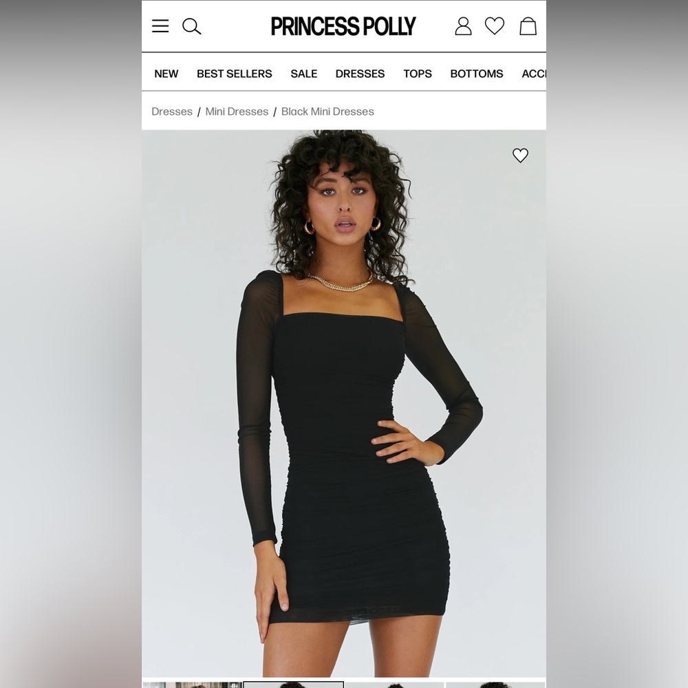 Princess Polly Charvi Long Sleeve Black Mini Dress